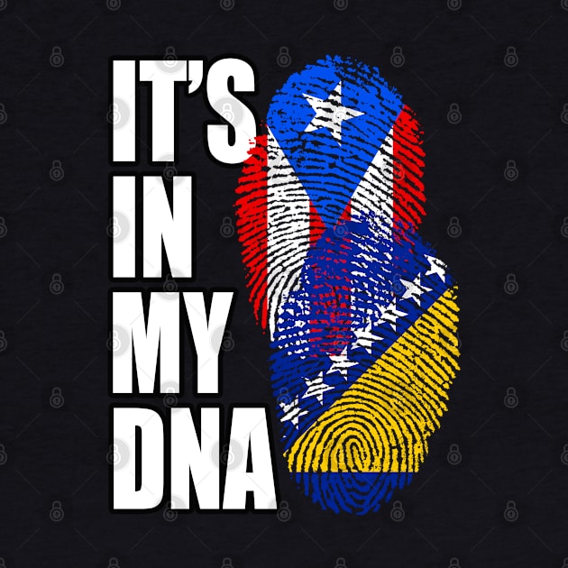 Bosnian And Puerto Rican Mix DNA Flag Heritage Gift by Just Rep It!!